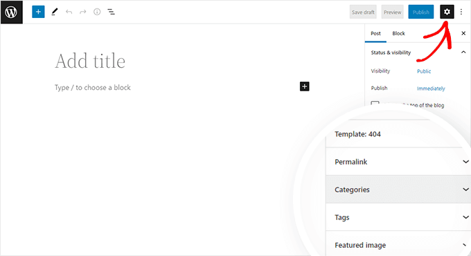post settings panel categories