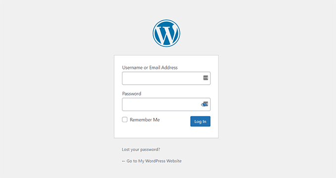 wordpress default login page