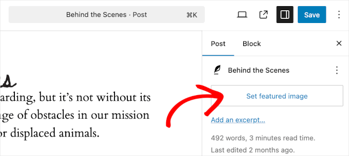 wp blockeditor setfeaturedimage